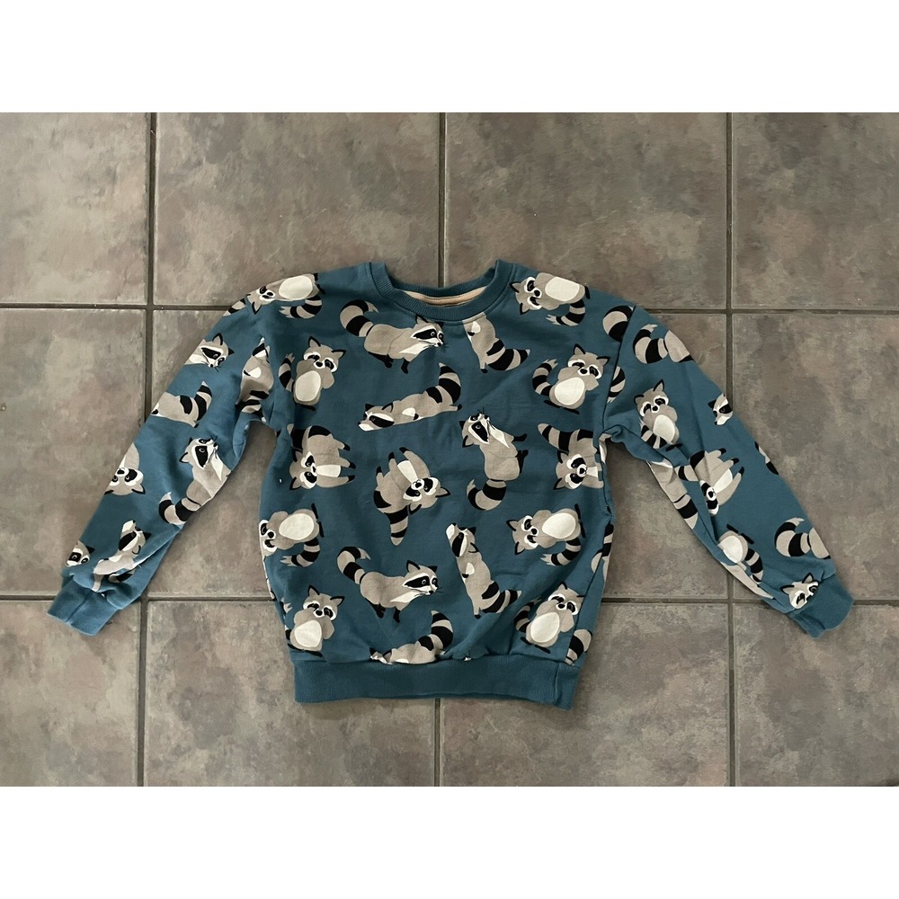 Kids Boys Pull over crewneck cotton Cute raccoon print sweatshirt Fits 5-6 yrs